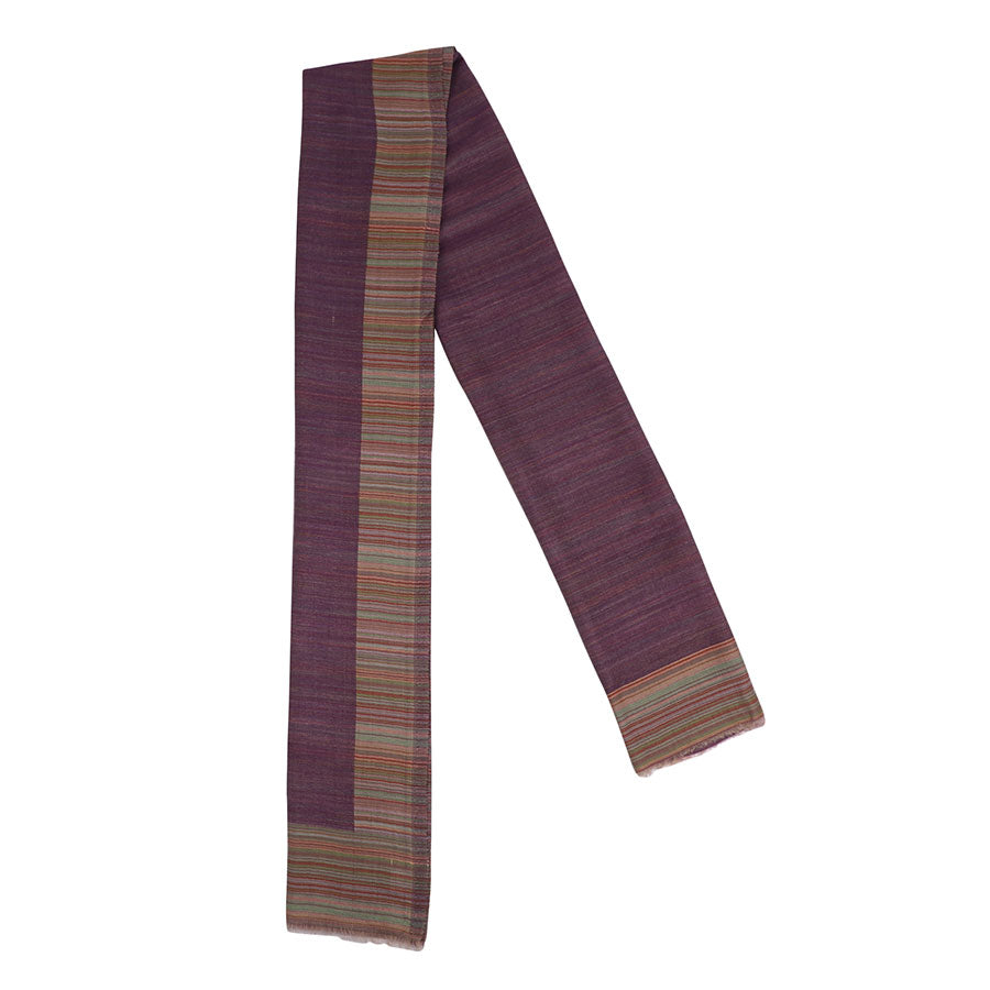 Purple Reversible Cashmere Stole and Multicolor Stripes