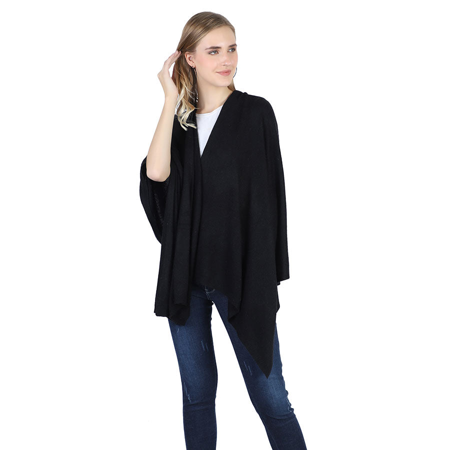 Yarn Dyed Knitted Solid Black Stole