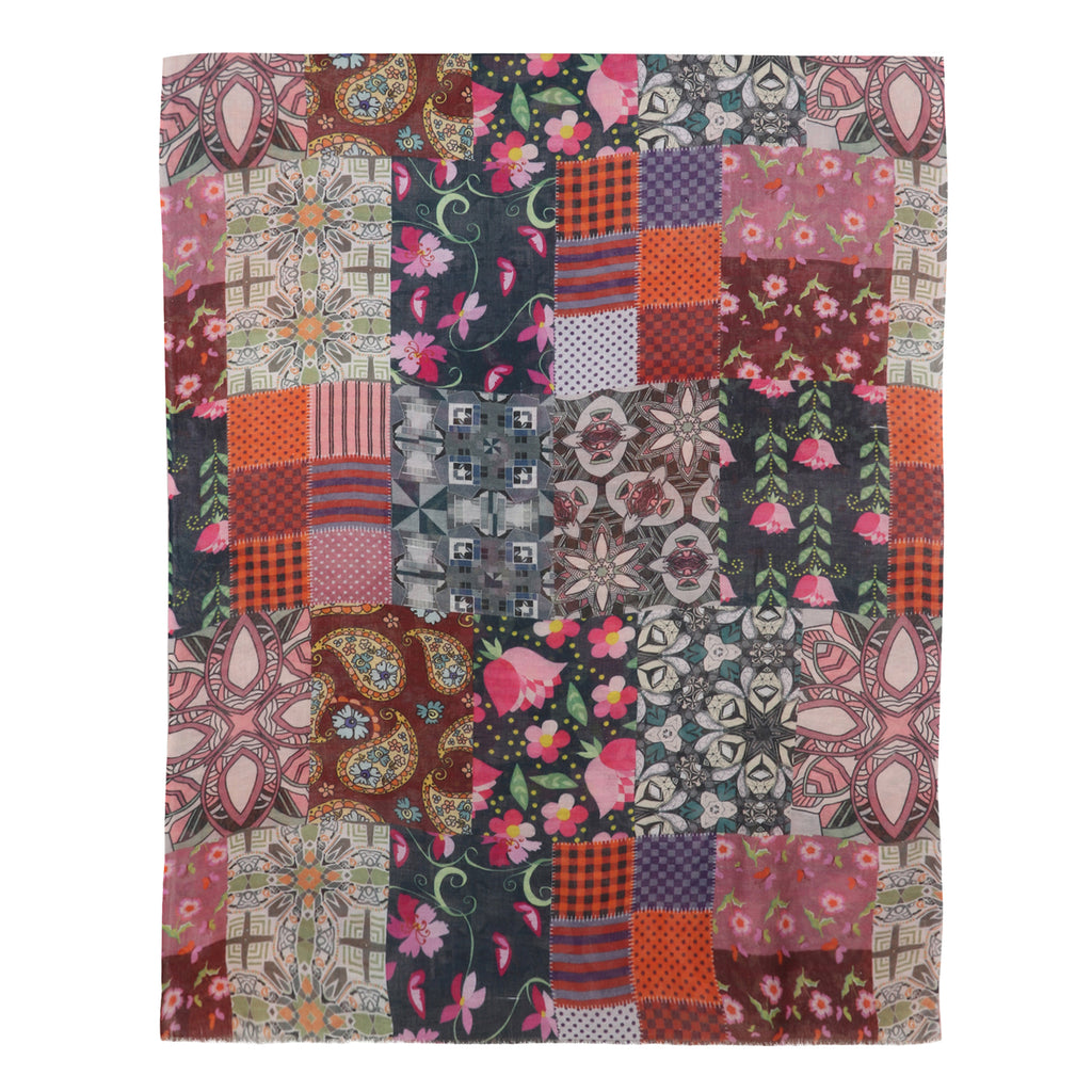 Linen Screen Printed Stole - Patchwork