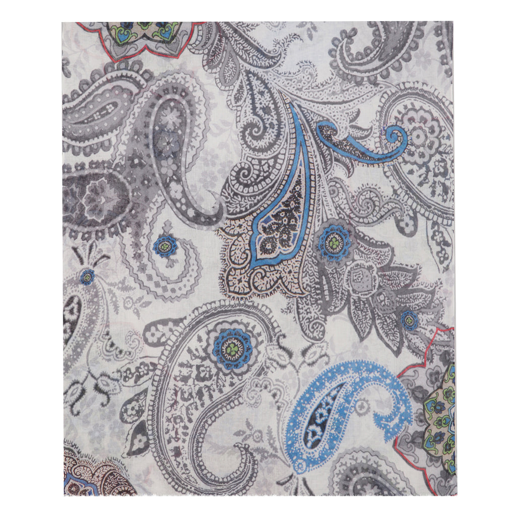 Linen Screen Printed Stole - Paisley