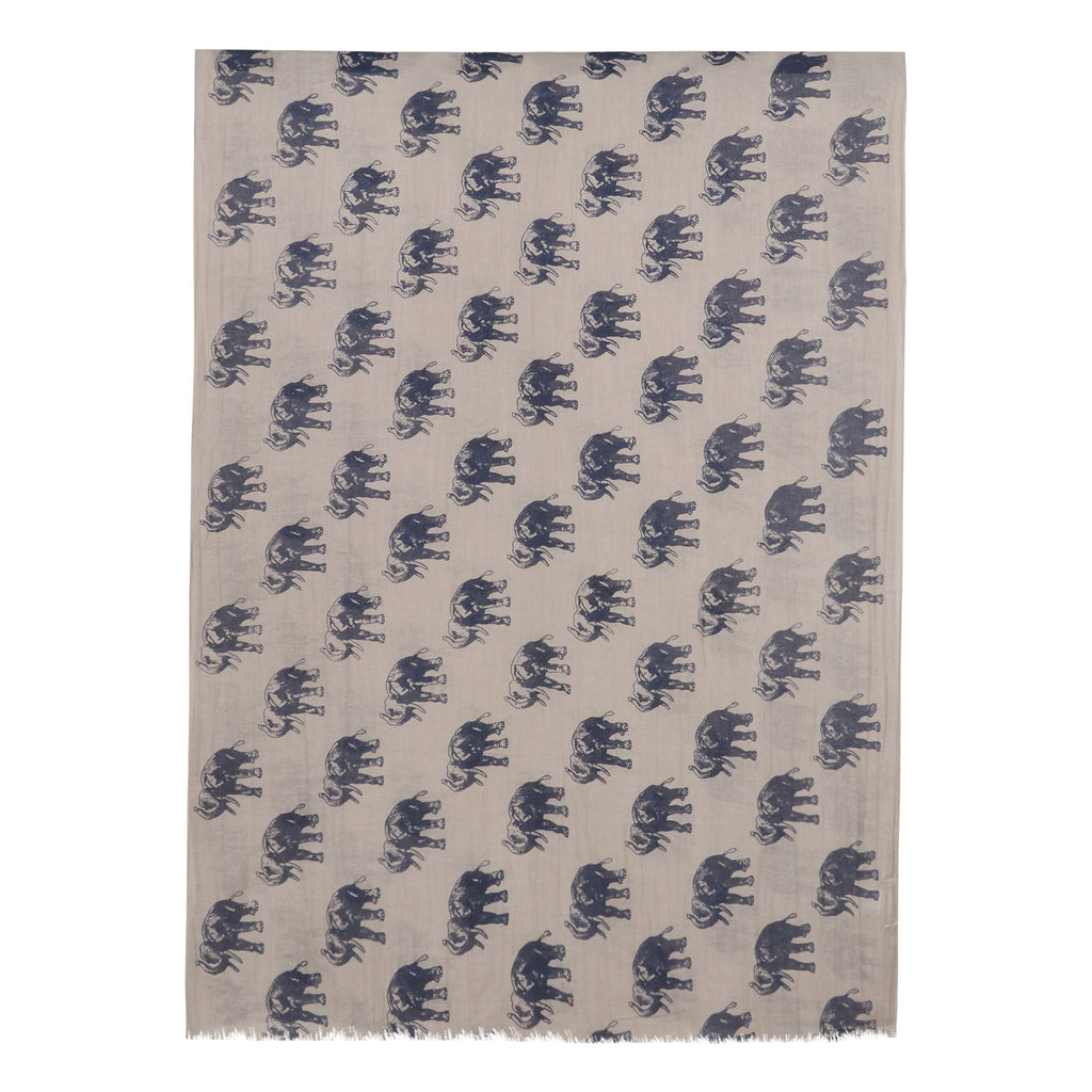 Linen Screen Printed Stole - Hathi