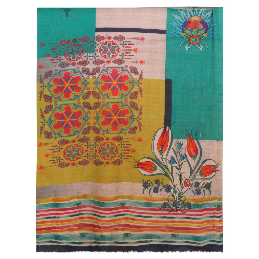 Bamboo Silk Brush Painted Stole - Malang