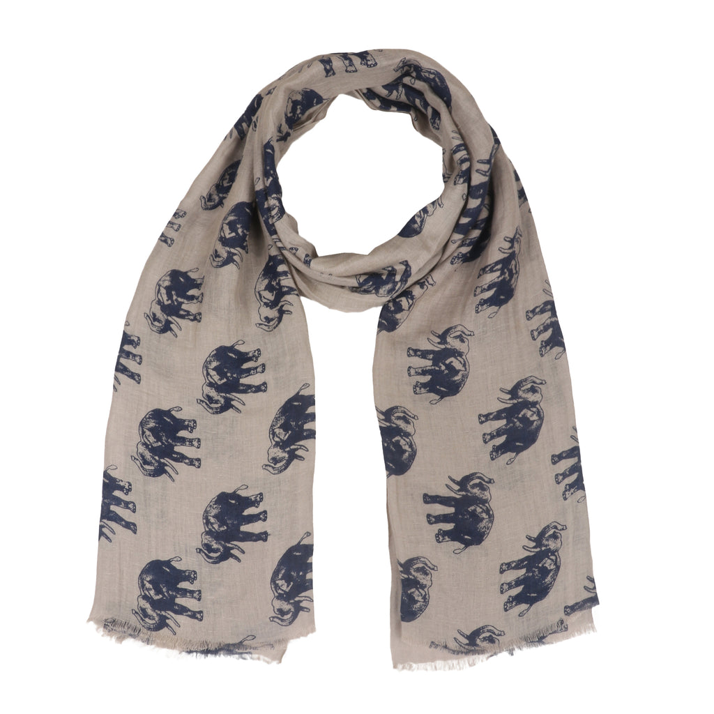 Linen Screen Printed Stole - Hathi