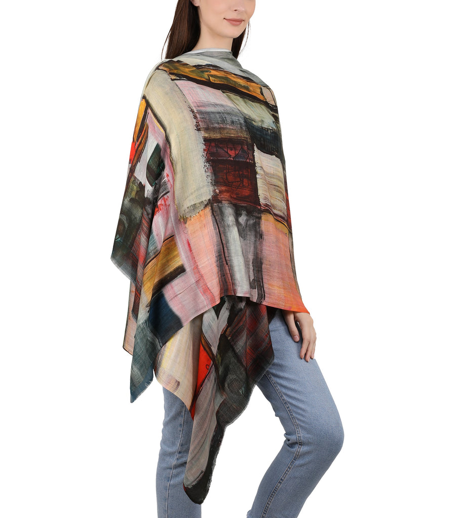 Milk Digital Printed Stole -Abstract Mosaic