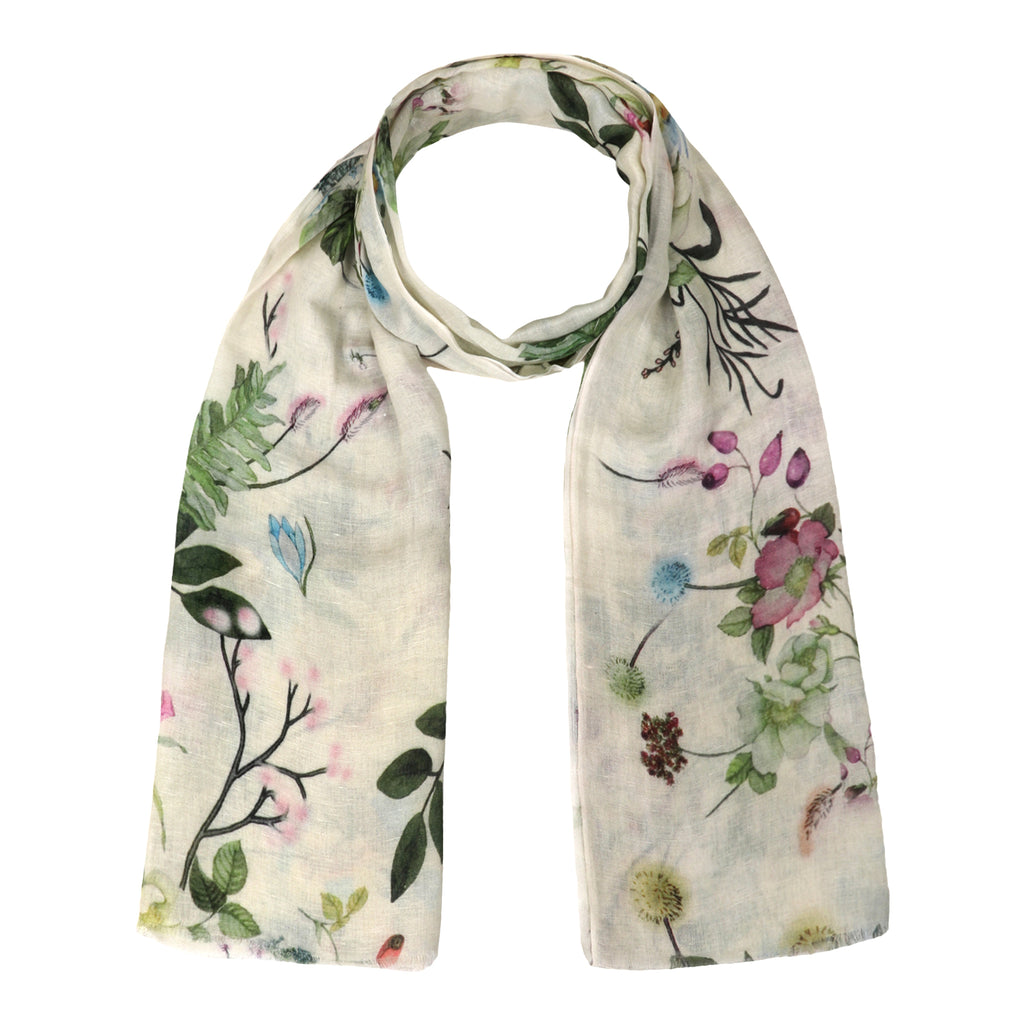 Linen Screen Printed Stole -  Blossom