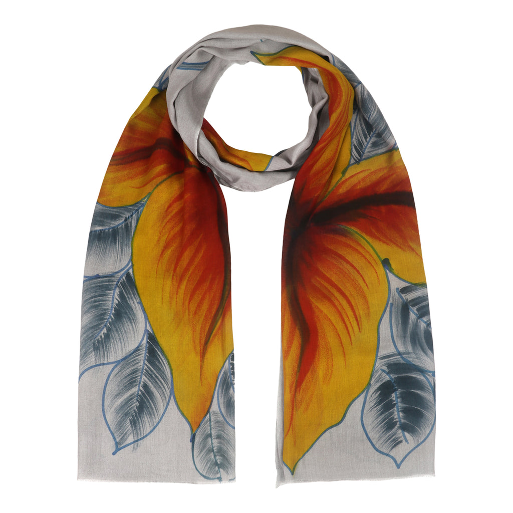 Bamboo Silk Brush Painted Stole - Giglio