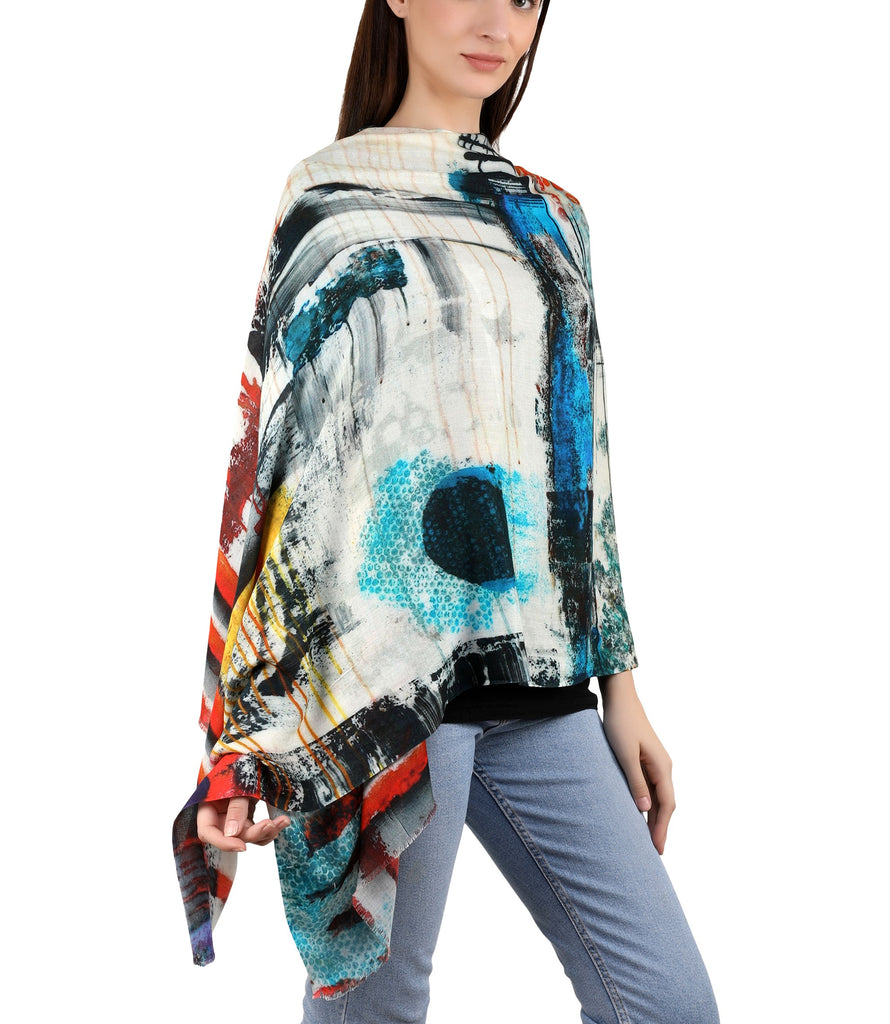 Milk Digital Printed Stole -  Abstract Gino