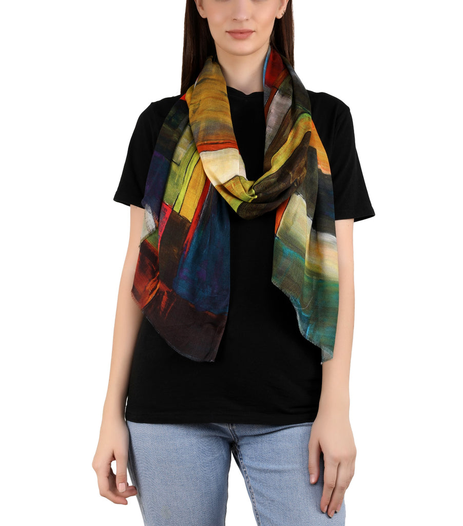 Milk Digital Printed Stole -Abstract Colour Field