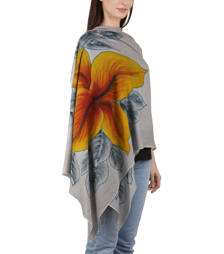 Bamboo Silk Brush Painted Stole - Giglio