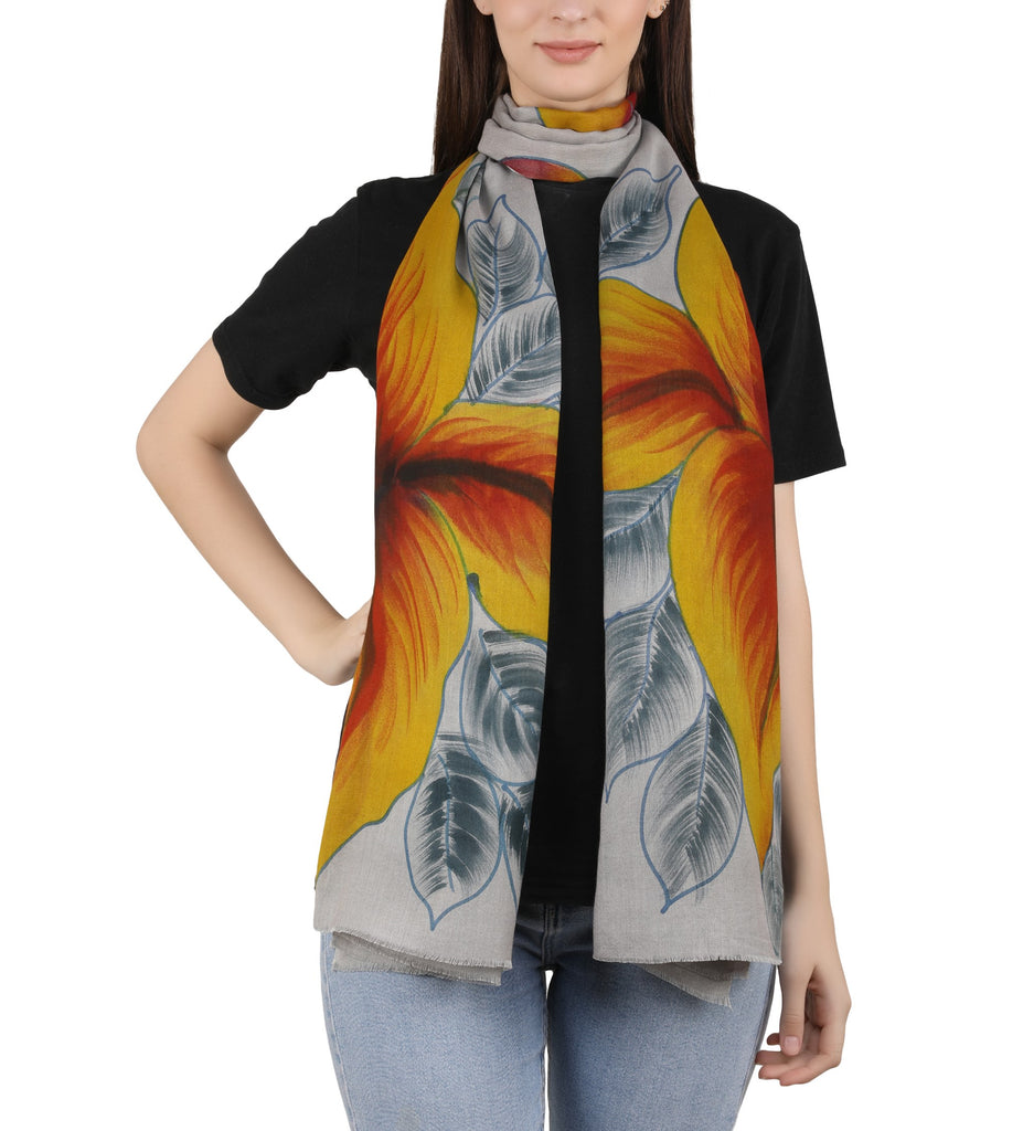 Bamboo Silk Brush Painted Stole - Giglio