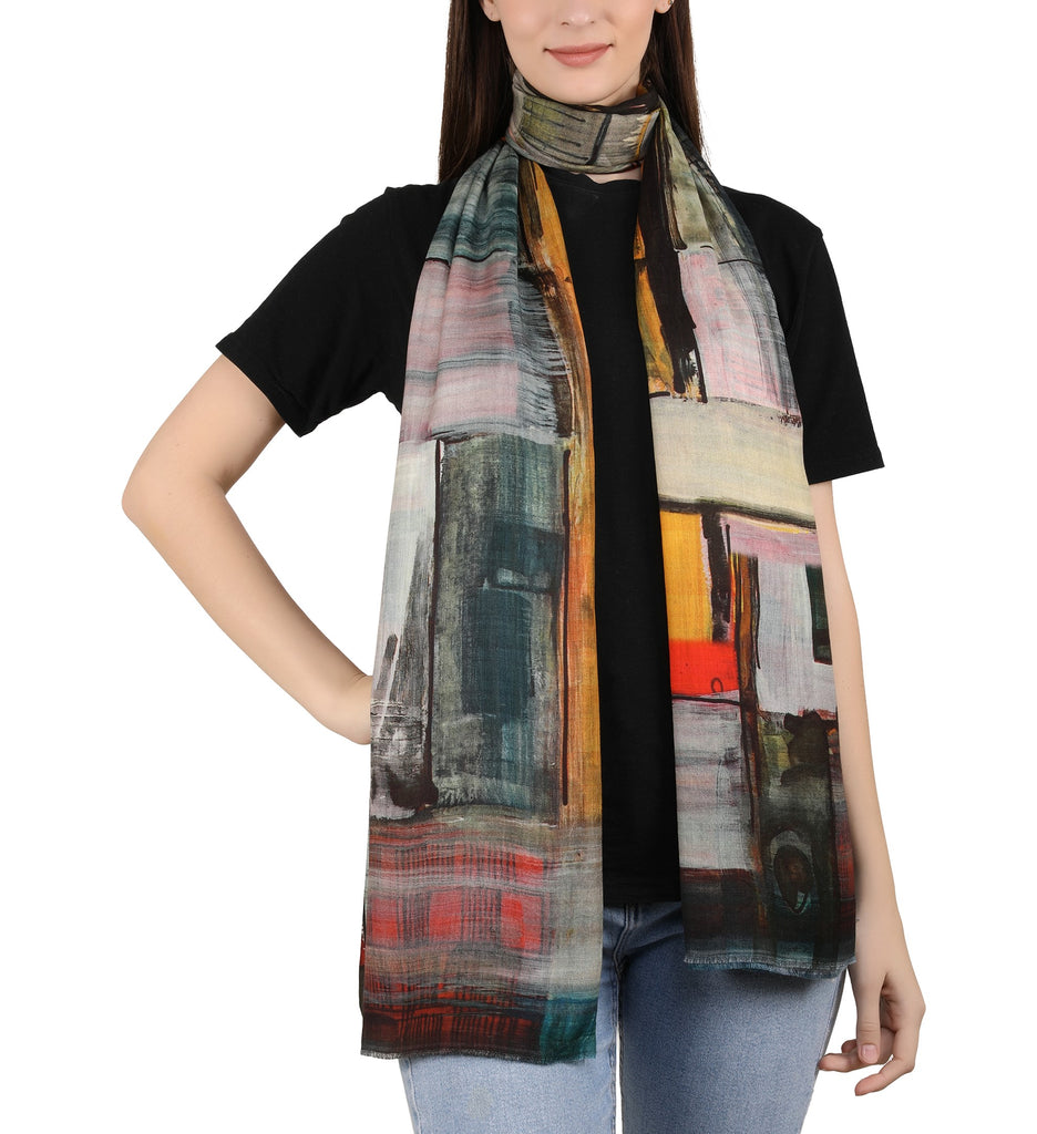 Milk Digital Printed Stole -Abstract Mosaic