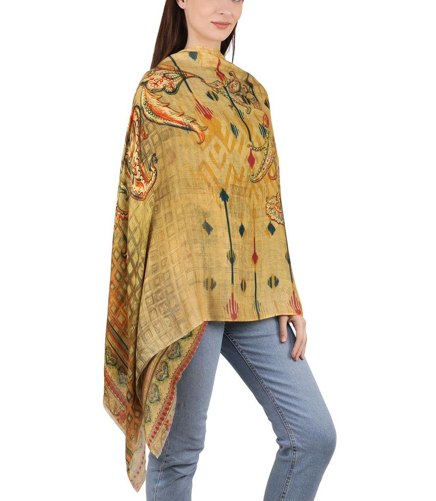 Milk Digital Printed Stole - Gagauz Ikth