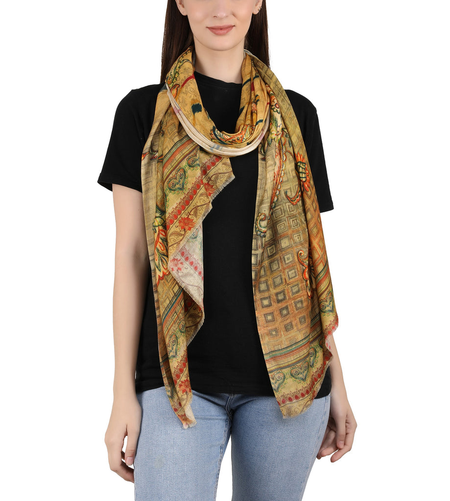 Milk Digital Printed Stole - Gagauz Ikth