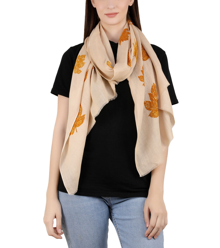 Cotton Screen Printed Stole - Chinar