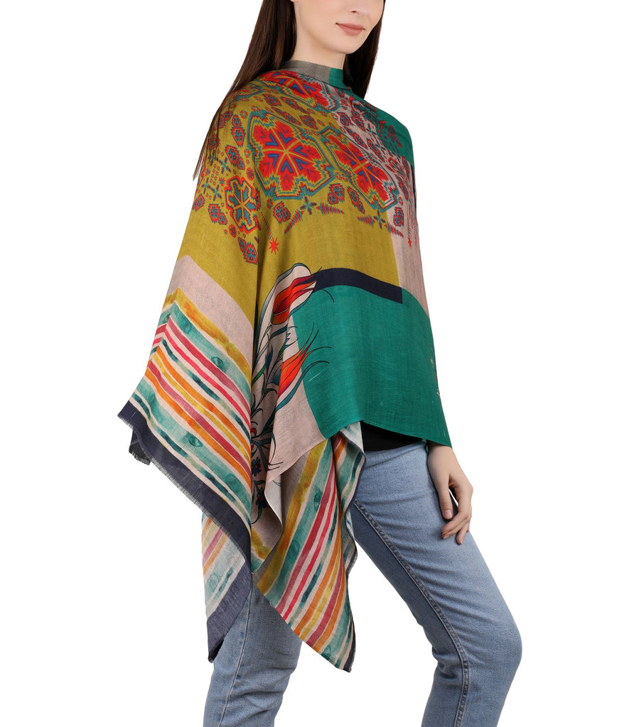 Bamboo Silk Brush Painted Stole - Malang